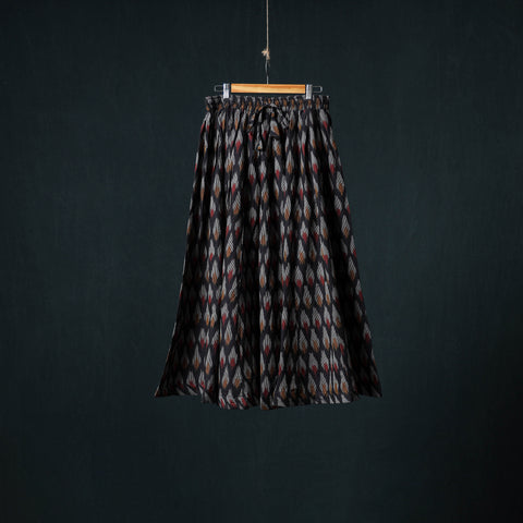 Black - Pochampally Ikat 24 Kali Cotton Long Skirt 189