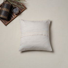 White - Bengal Kantha Hand Embroidered Cushion Cover (16 x 16 in) 05