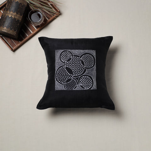 Bengal Kantha Hand Embroidered Cushion Cover (16 x 16 in) 06