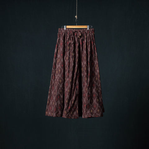 Brown - Pochampally Ikat 24 Kali Cotton Long Skirt 191