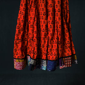 Bagh Hand Block Print 24 Kali Patchwork Cotton Long Skirt with Border 192