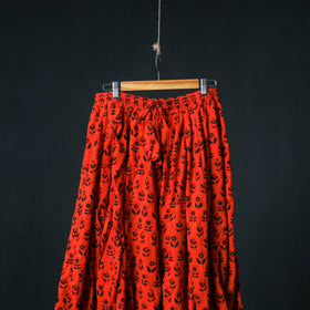 Bagh Hand Block Print 24 Kali Patchwork Cotton Long Skirt with Border 192