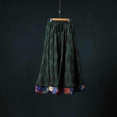 Bagh Hand Block Print 24 Kali Patchwork Cotton Long Skirt with Border 193