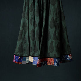 Bagh Hand Block Print 24 Kali Patchwork Cotton Long Skirt with Border 193