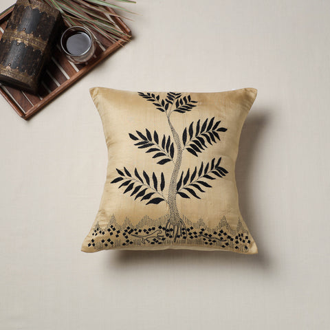 Bengal Kantha Hand Embroidered Cushion Cover (16 x 16 in) 09