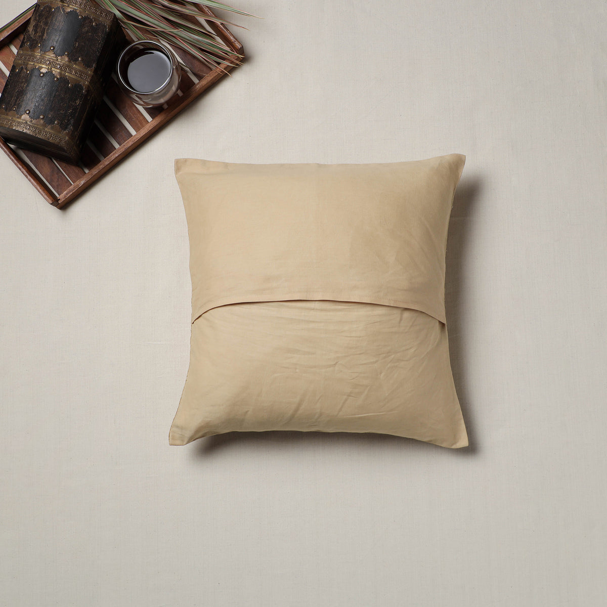 Bengal Kantha Hand Embroidered Cushion Cover (16 x 16 in) 09