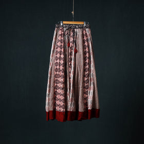 Bagh Hand Block Print 24 Kali Patchwork Cotton Long Skirt with Border 194