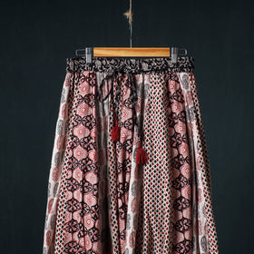 Bagh Hand Block Print 24 Kali Patchwork Cotton Long Skirt with Border 194