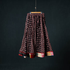 Bagh Hand Block Print 24 Kali Patchwork Cotton Long Skirt with Border 195