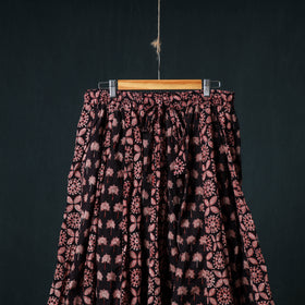 Bagh Hand Block Print 24 Kali Patchwork Cotton Long Skirt with Border 195