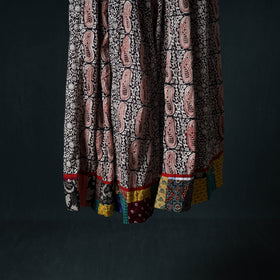 Bagh Hand Block Print 24 Kali Patchwork Cotton Long Skirt with Border 196