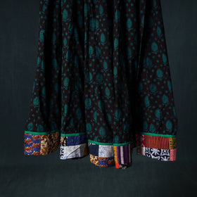 Bagh Hand Block Print 24 Kali Patchwork Cotton Long Skirt with Border 197