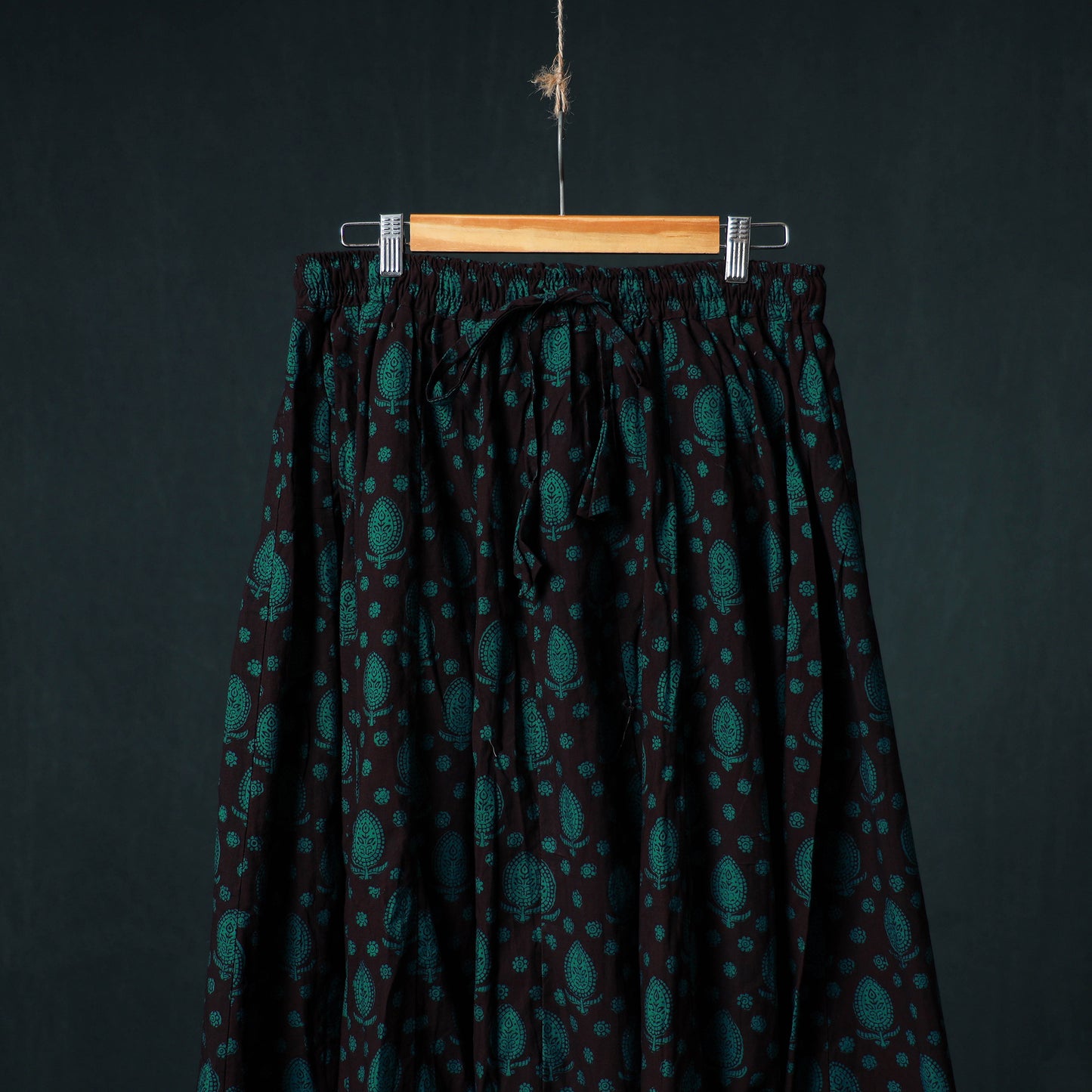 Bagh Hand Block Print 24 Kali Patchwork Cotton Long Skirt with Border 197