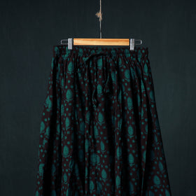 Bagh Hand Block Print 24 Kali Patchwork Cotton Long Skirt with Border 197