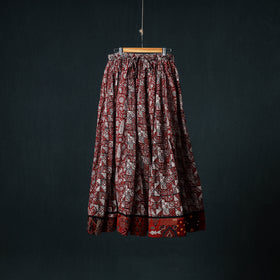 Bagh Hand Block Print 24 Kali Patchwork Cotton Long Skirt with Border 198