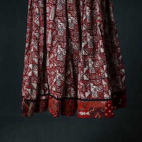Bagh Hand Block Print 24 Kali Patchwork Cotton Long Skirt with Border 198
