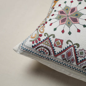 Bengal Kantha Hand Embroidered Cushion Cover (16 x 16 in) 15