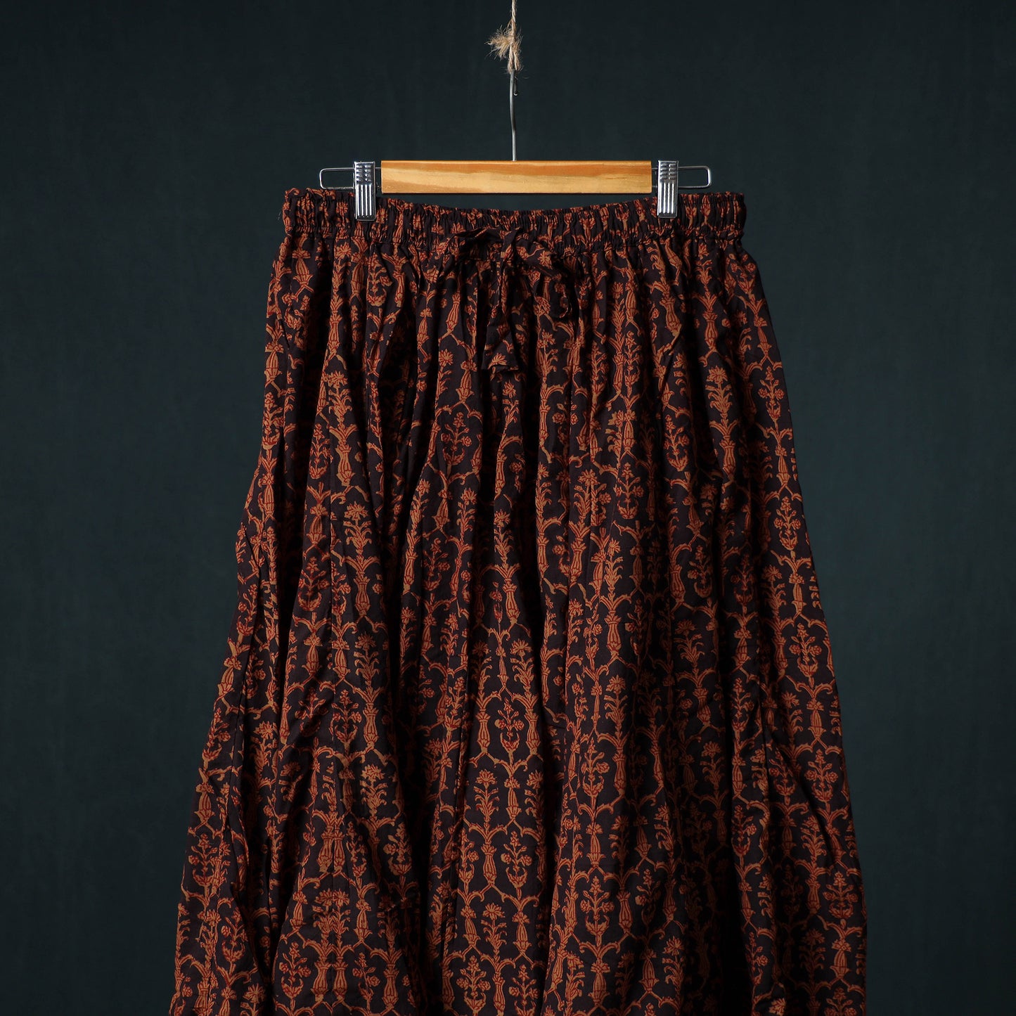 Bagh Hand Block Print 24 Kali Patchwork Cotton Long Skirt with Border 199