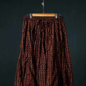 Bagh Hand Block Print 24 Kali Patchwork Cotton Long Skirt with Border 199