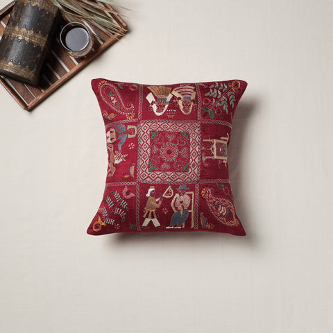 Bengal Kantha Hand Embroidered Cushion Cover (16 x 16 in) 17