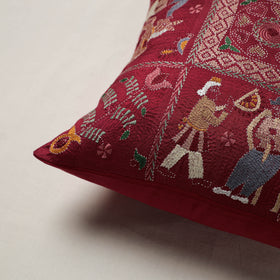 Bengal Kantha Hand Embroidered Cushion Cover (16 x 16 in) 17