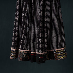 Bagh Hand Block Print 24 Kali Patchwork Cotton Long Skirt with Border 200
