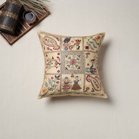 Bengal Kantha Hand Embroidered Cushion Cover (16 x 16 in) 19