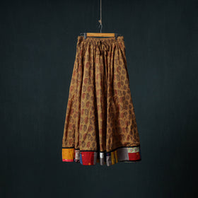 Bagh Hand Block Print 24 Kali Patchwork Cotton Long Skirt with Border 202
