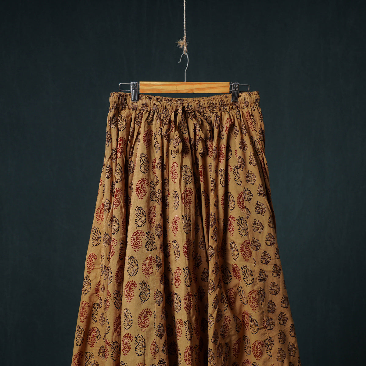 Bagh Hand Block Print 24 Kali Patchwork Cotton Long Skirt with Border 202