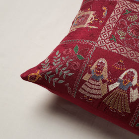 Bengal Kantha Hand Embroidered Cushion Cover (16 x 16 in) 18