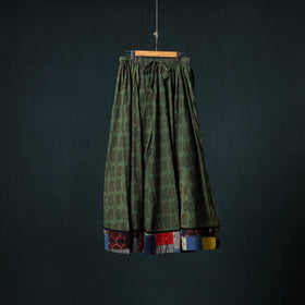 Bagh Hand Block Print 24 Kali Patchwork Cotton Long Skirt with Border 203
