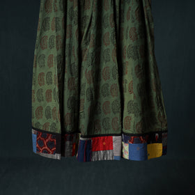 Bagh Hand Block Print 24 Kali Patchwork Cotton Long Skirt with Border 203