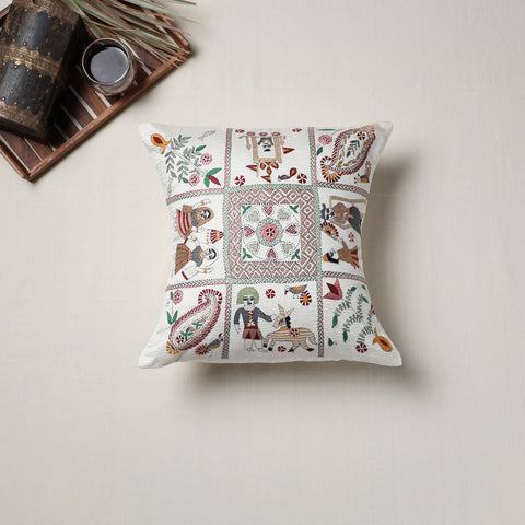 Bengal Kantha Hand Embroidered Cushion Cover (16 x 16 in) 21