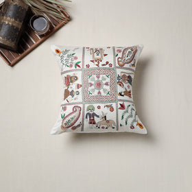 Bengal Kantha Hand Embroidered Cushion Cover (16 x 16 in) 21