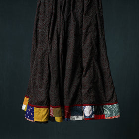 Bagh Hand Block Print 24 Kali Patchwork Cotton Long Skirt with Border 204