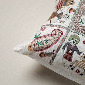 Bengal Kantha Hand Embroidered Cushion Cover (16 x 16 in) 21