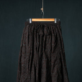 Bagh Hand Block Print 24 Kali Patchwork Cotton Long Skirt with Border 204