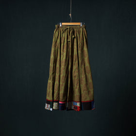 Bagh Hand Block Print 24 Kali Patchwork Cotton Long Skirt with Border 205