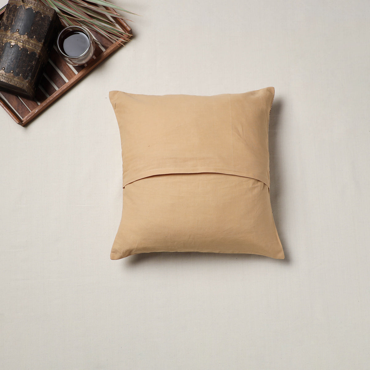 Beige - Bengal Kantha Hand Embroidered Cushion Cover (16 x 16 in) 22