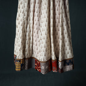 Bagh Hand Block Print 24 Kali Patchwork Cotton Long Skirt with Border 208