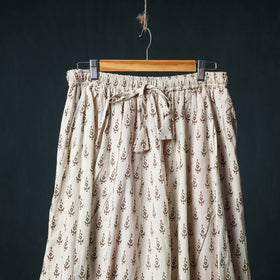 Bagh Hand Block Print 24 Kali Patchwork Cotton Long Skirt with Border 208