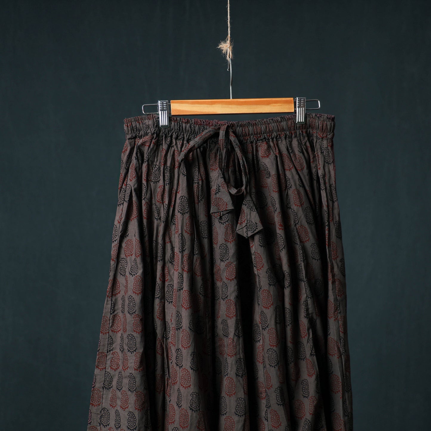 Bagh Hand Block Print 24 Kali Patchwork Cotton Long Skirt with Border 209