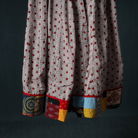 Bagh Hand Block Print 24 Kali Patchwork Cotton Long Skirt with Border 210