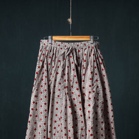 Bagh Hand Block Print 24 Kali Patchwork Cotton Long Skirt with Border 210