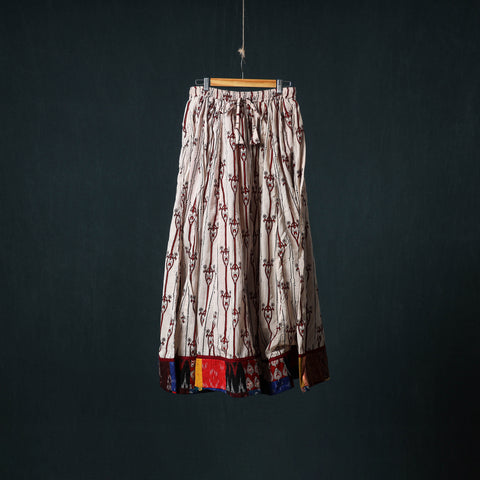 Bagh Hand Block Print 24 Kali Patchwork Cotton Long Skirt with Border 211