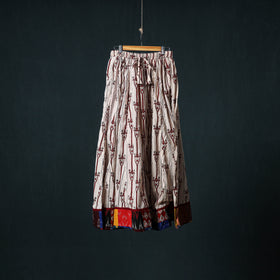 Bagh Hand Block Print 24 Kali Patchwork Cotton Long Skirt with Border 211