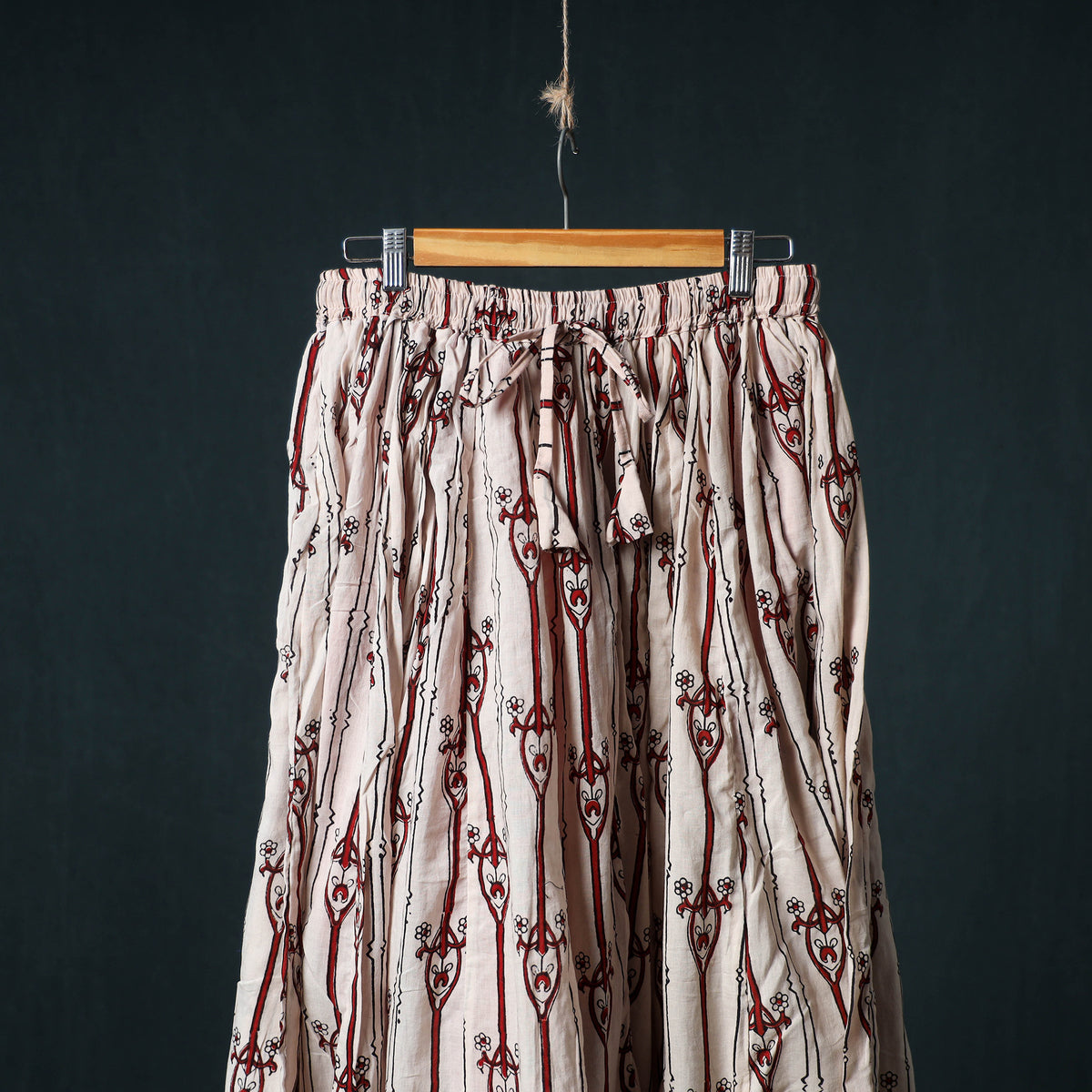 Bagh Hand Block Print 24 Kali Patchwork Cotton Long Skirt with Border 211