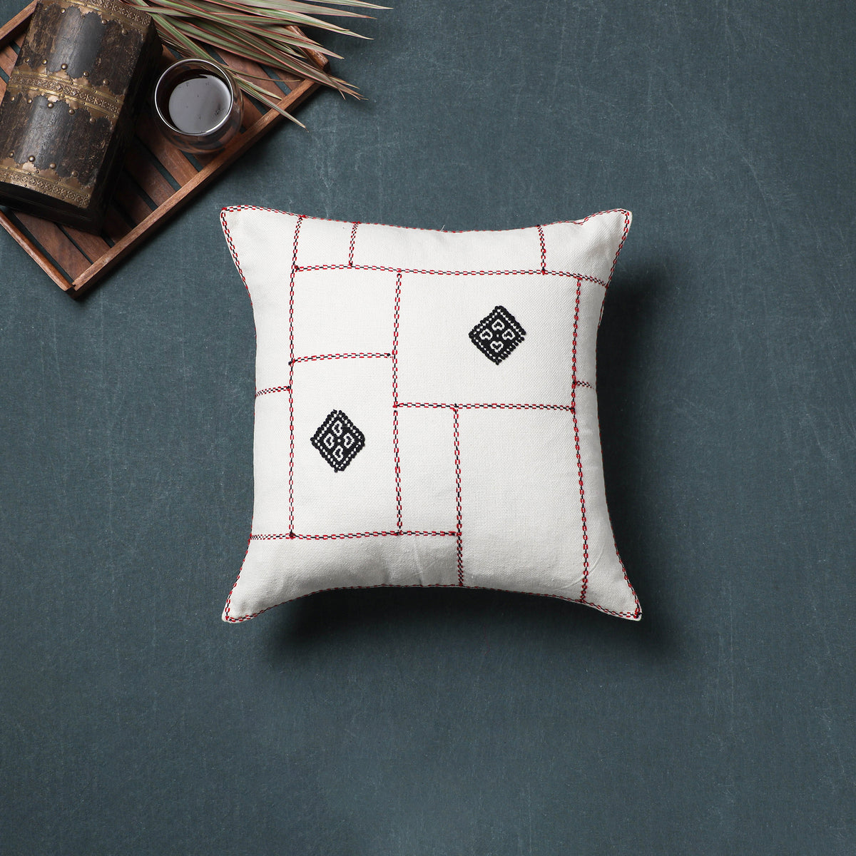 Toda Hand Embroidered Cushion Cover (16 x 16 in) 05