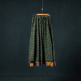 Bagh Hand Block Print 24 Kali Patchwork Cotton Long Skirt with Border 212