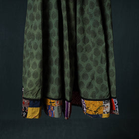 Bagh Hand Block Print 24 Kali Patchwork Cotton Long Skirt with Border 212